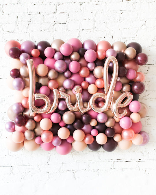 Berry Blush - BRIDE Balloon Backdrop Board - 30inx40in