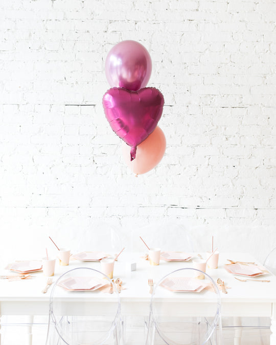 Berry Blush - Foil and 11in Balloons Centerpiece - bouquet of 3