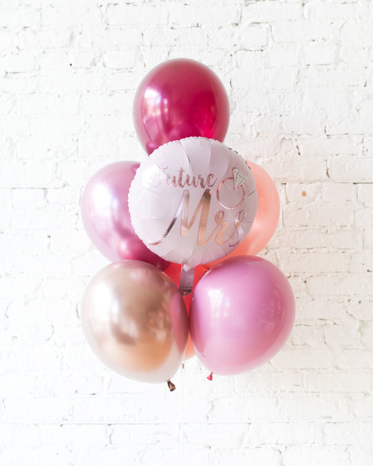 Berry Blush - Future Mrs. Foil and 11in Balloons - bouquet of 7
