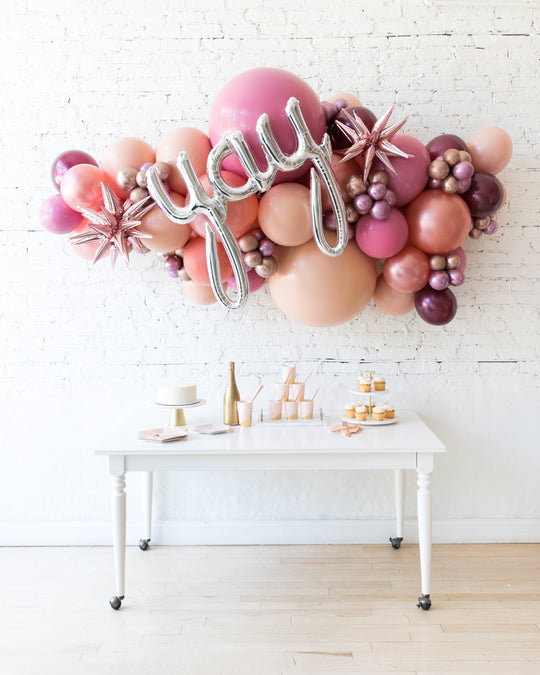 Berry Blush - Yay Script Backdrop Balloon Garland Install Piece - 6ft