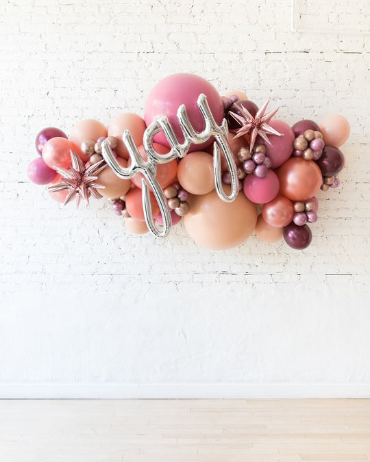 OUTDOOR-Berry Blush - Yay Script Backdrop Balloon Garland Install Piece