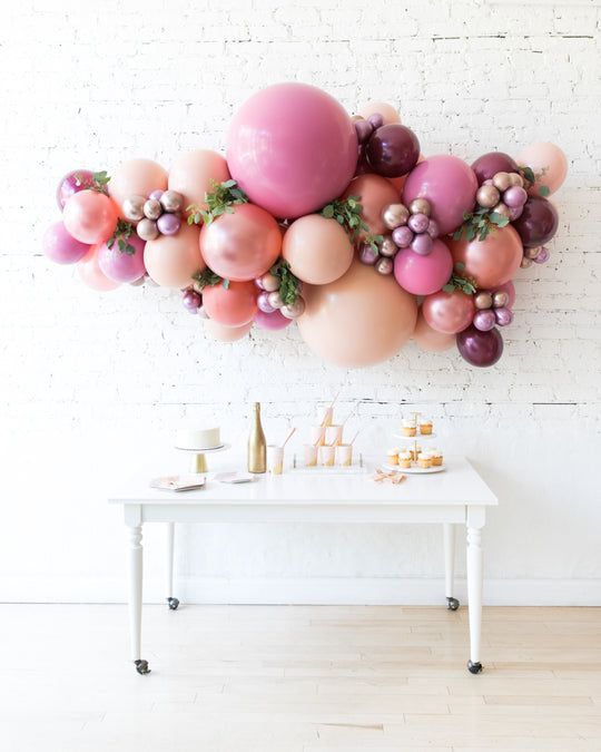 Berry Blush - Backdrop Balloon Garland Install Piece with Greenery/Pampas Grass
