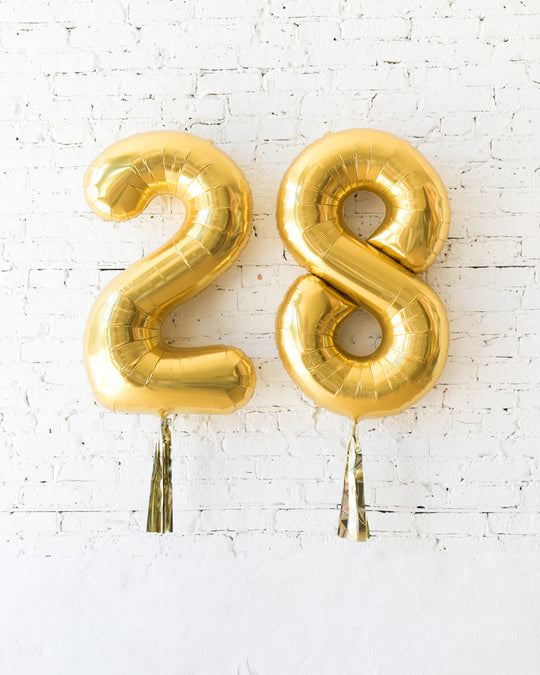34in Gold Foil Numbers with Gold Skirts