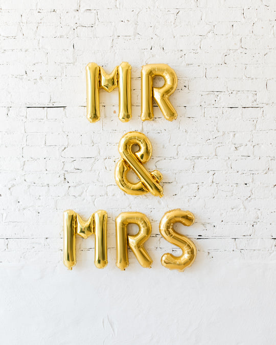 16in Gold MR & MRS Foil Balloon Set