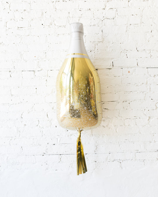 36in Gold Champagne Bottle Foil Balloon with Gold Skirt