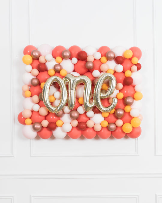 Boho Rainbow Party - ONE Script Balloon Backdrop Board - 30inx40in