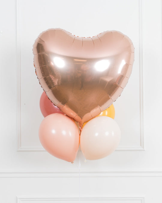 Boho Rainbow Party - Heart Foil and 11in Balloons - bouquet of 7