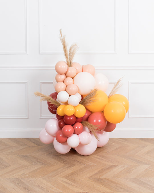 Boho Rainbow Organic Balloon Cluster with Pampas - 3ft
