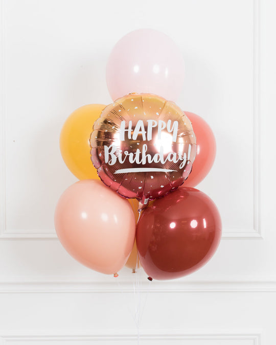 Boho Rainbow Party - HBD Foil and 11in Balloons - bouquet of 7