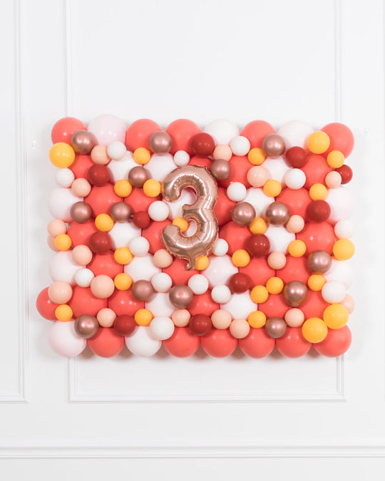 Boho Rainbow Party - Number Balloon Backdrop Board - 30inx40in