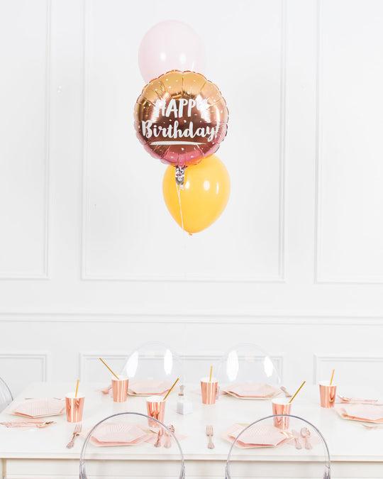 Boho Rainbow Party - Happy Birthday Balloon Centerpiece - bouquet of 3