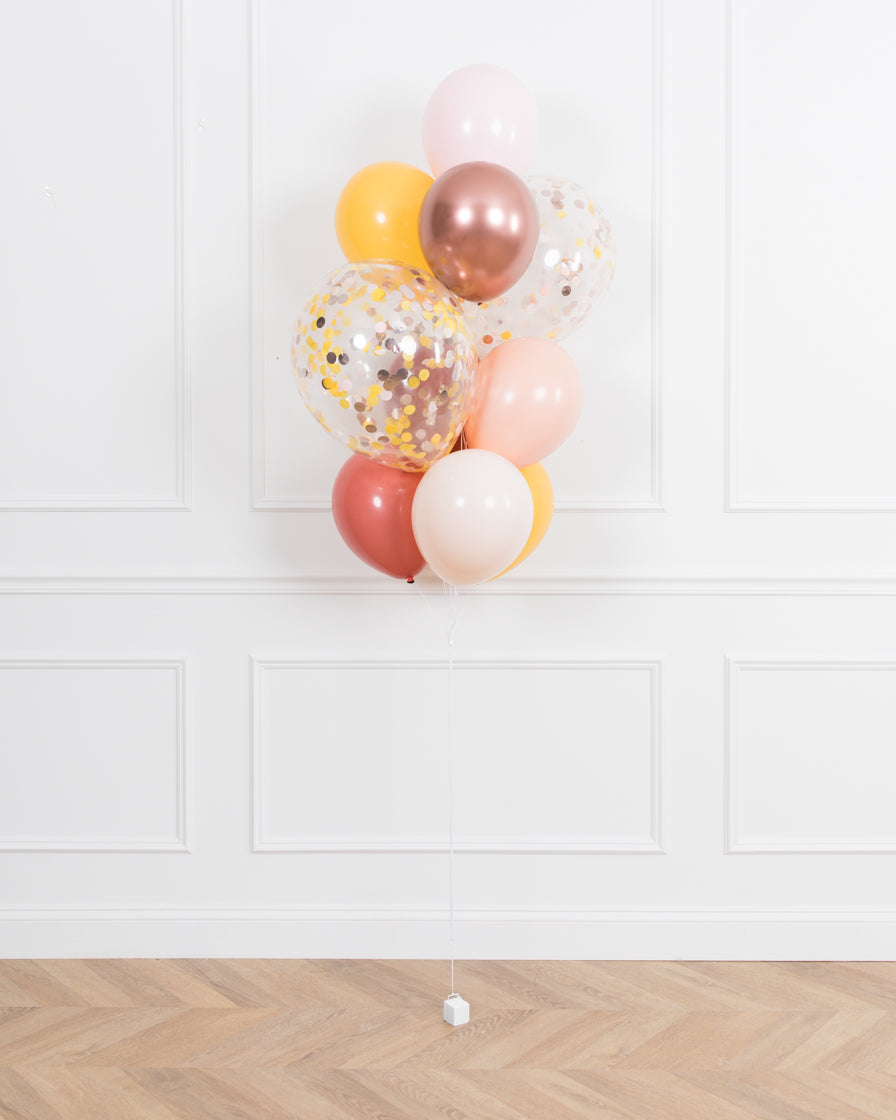 bohemian-birthday-balloon-coral-pink-bouquet-confetti-party