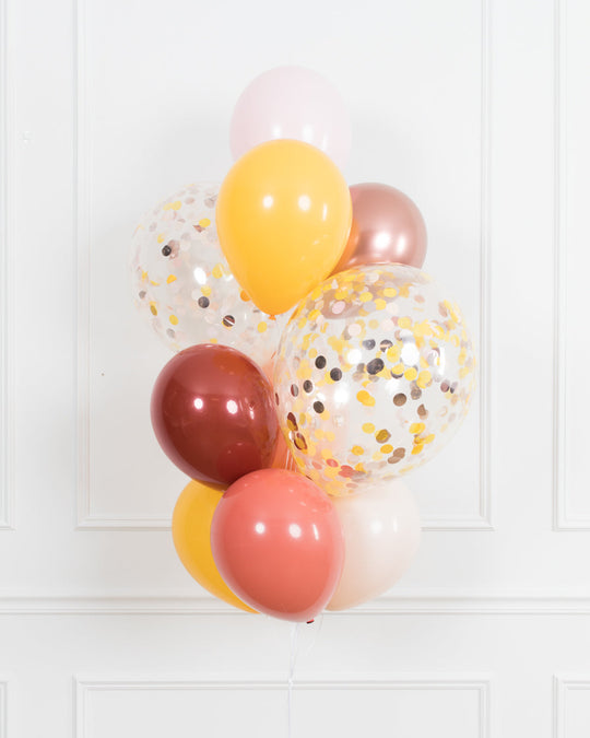 Boho Rainbow Party - Confetti and 11in Balloons - bouquet of 10
