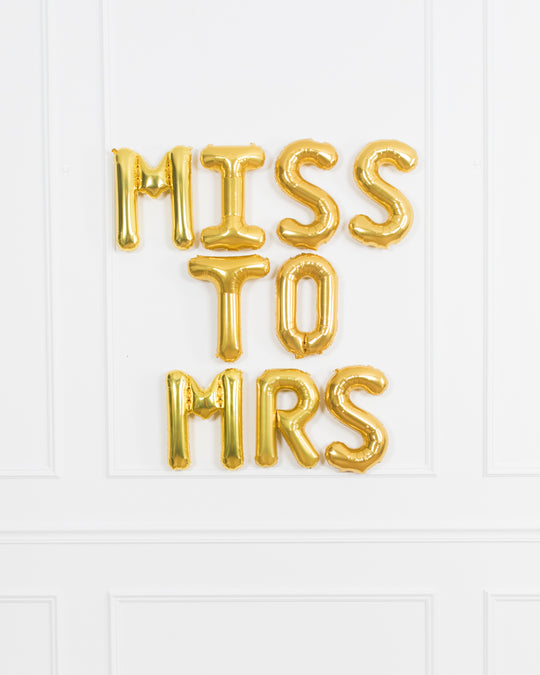 16in Gold MISS TO MRS Foil Balloon Set