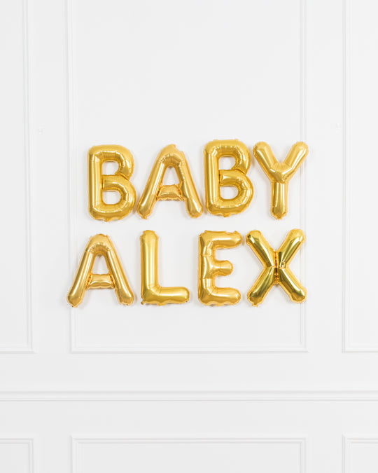 16in Gold "BABY Name" Foil Letters Set