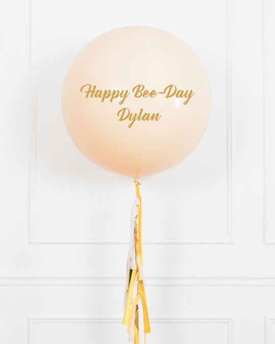Bee Theme - Personalized Happy Bee-Day Giant Balloon with Tassel