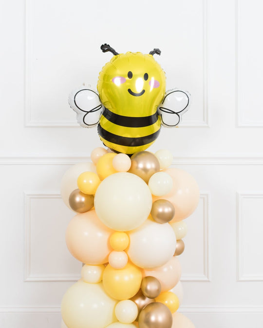 Bee Theme - Smiling Bee Foil Balloon Column - 4ft