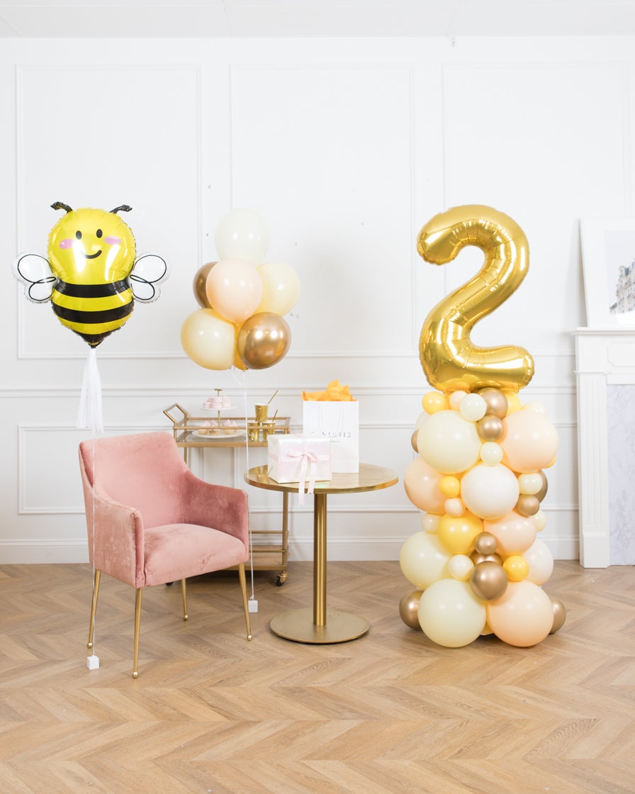 paris312-chicago-bee-theme-balloon-number-yellow-gold-column-bouquet-party-trio-decor-set