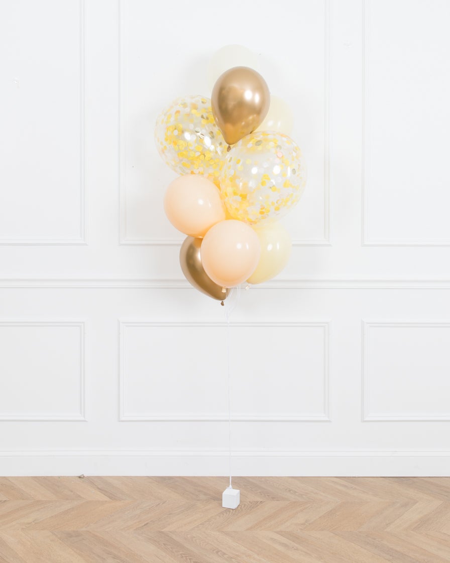 paris312-chicago-bee-theme-balloon-confetti-tassel-buttercup-yellow-gold-bouquet