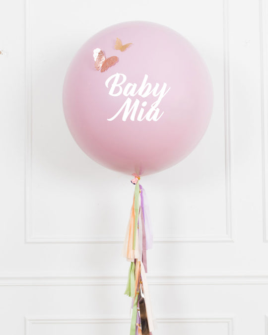 Butterfly Garden - Personalized BABY NAME Giant Balloon with Tassel