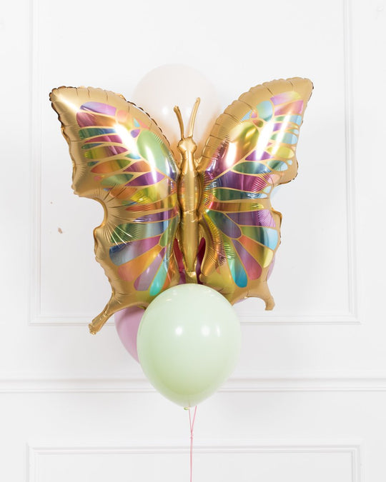 Butterfly Garden - Gold Butterfly Foil and 11in Balloon Bouquet