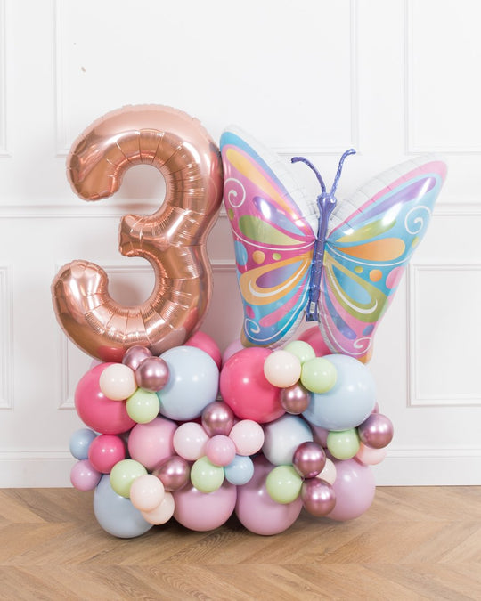 Butterfly Garden - Number Balloon Pedestal - 4ft