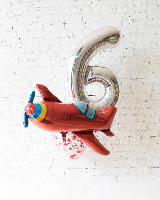 GIFT-Airplane Theme Number Birthday Bouquet