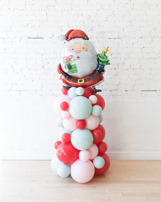 Holiday Theme - Santa Foil Balloon Column - 4ft