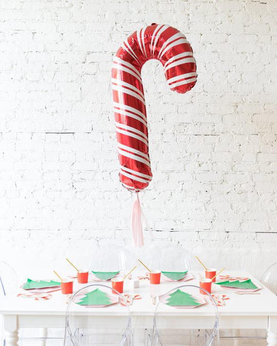 37in Candy Cane Foil Balloon with Pink Skirt Centerpiece