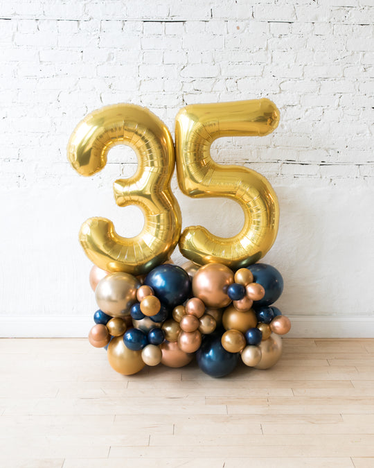 Midnight Copper - Foil Number on Balloon Pedestal - 3ft