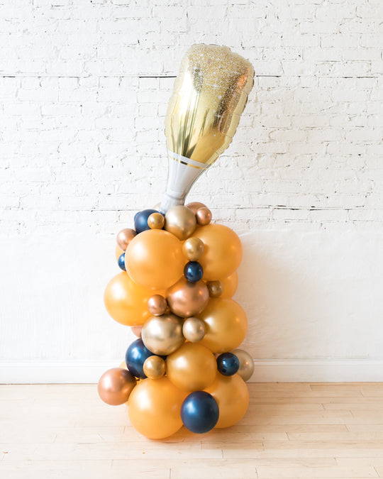 Midnight Copper - Champagne Bottle Balloon Column - 4ft