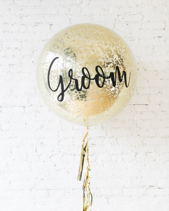 Golden - Groom Confetti Giant Balloon with Tassel