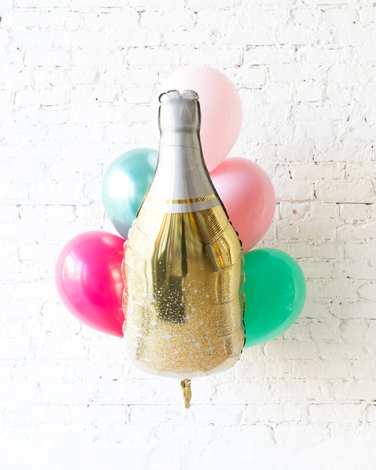 Flamingo Fling - Champagne Foil and 11in Balloons - bouquet of 7