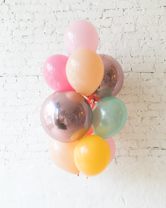 Colorful Bloom - Orbs and 11in Balloons - bouquet of 10
