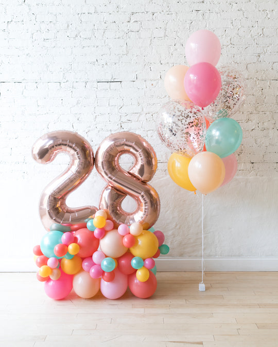 Colorful Bloom - Confetti Bouquet & Number Pedestals Set