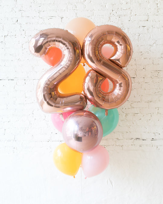 Colorful Bloom - Foil Number and latex Balloons - 13 balloons