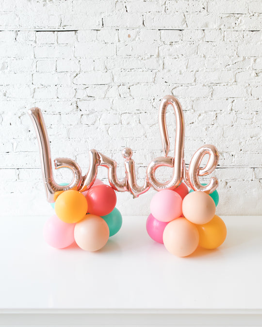 Colorful Bloom - Tabletop BRIDE Script on Balloon Base - 1.5ft