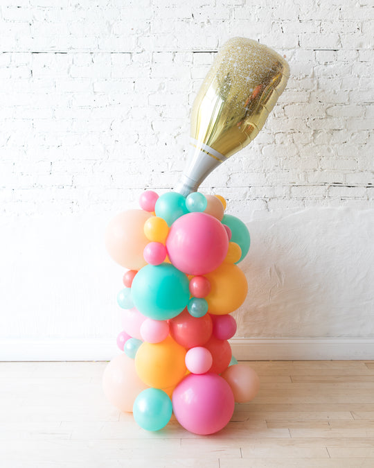 Colorful Bloom - Champagne Bottle Balloon Column - 4ft