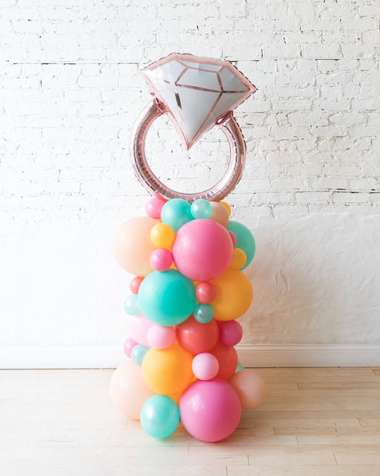 Colorful Bloom - Diamond Ring Balloon Column - 4ft