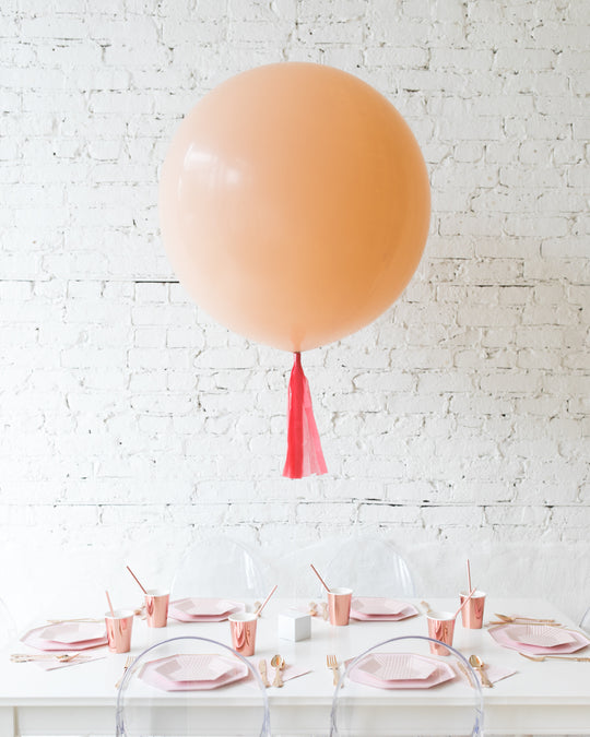Blush Giant Balloon with Coral Skirt Centerpiece