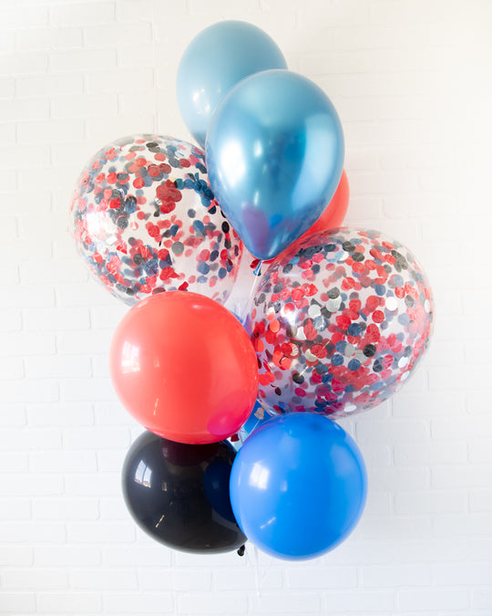 Web Slinger - Confetti and 11in Balloons - bouquet of 10