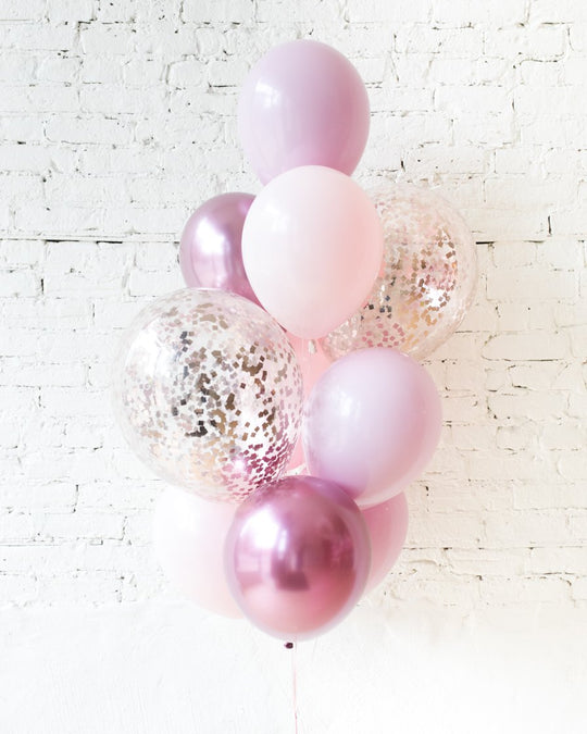 Modern Mauve - Confetti and 11in Balloons - bouquet of 10