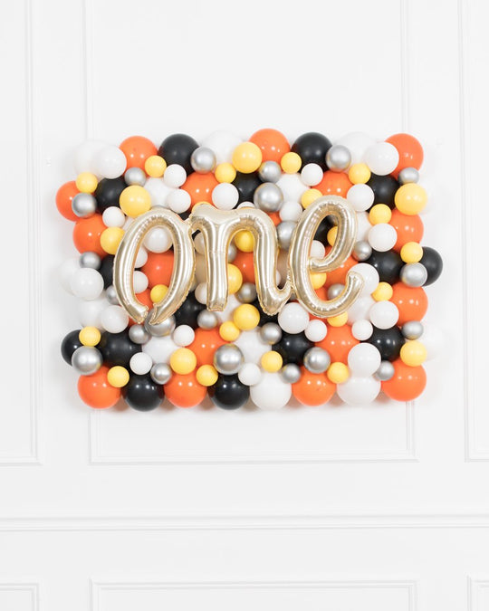 Construction Theme - ONE Script Balloon Backdrop Board - 30inx40in