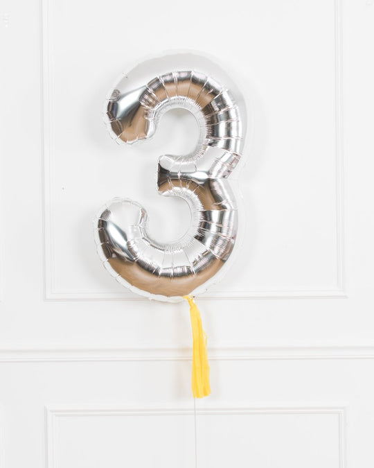 Construction Theme - 34in Silver Foil Number