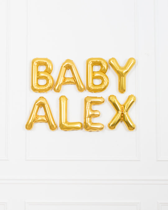 Office Baby Shower - 16in BABY NAME Foil Balloon Set
