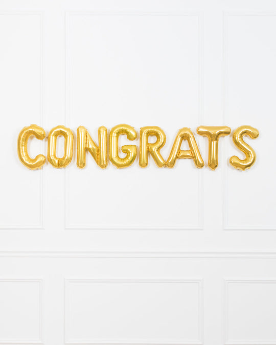 16in Gold Congrats Foil Balloon Set