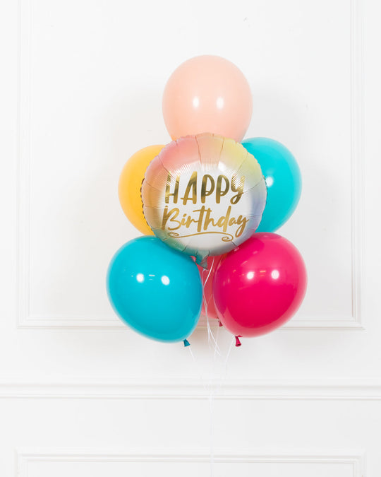 Office Birthday Party - Happy Birthday Foil and 11in Bouquet of 7