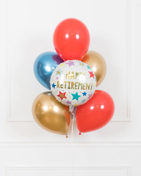 Office Retirement Party - Happy Retirement Foil and 11in Bouquet of 7