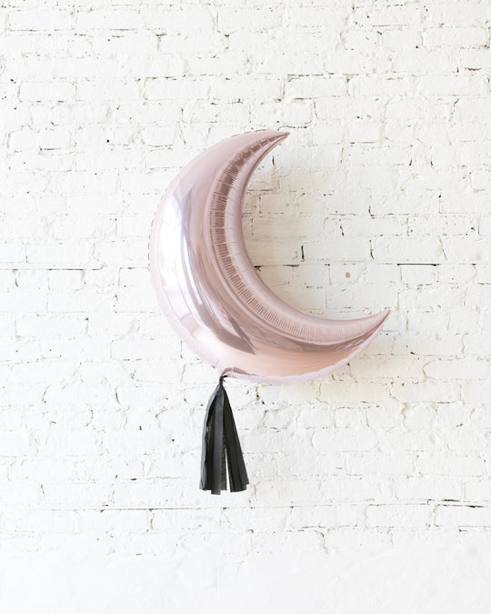 35in Pink Moon Foil Balloon with Black Skirt