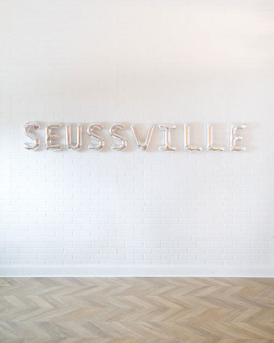 Rhyme Time - SEUSSVILLE 16in Silver Foil Letters Set